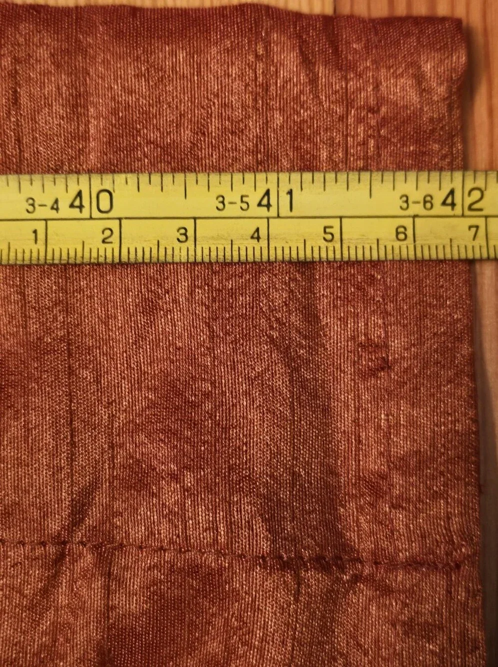 Rust Orange Valance- Patterned Brocade Border W Fringe